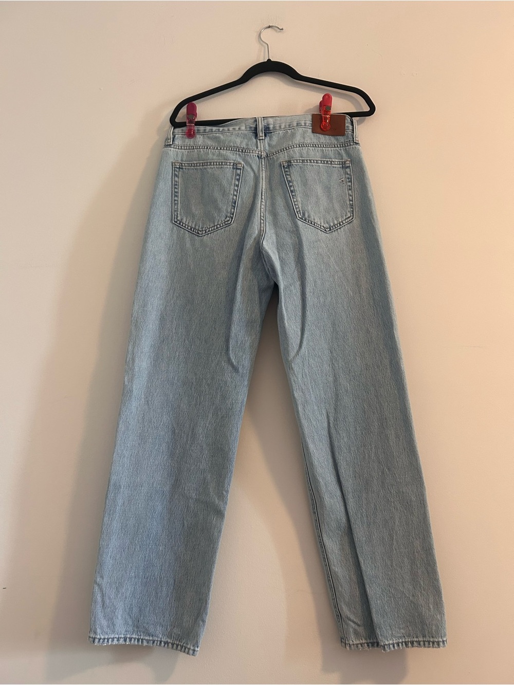 Light Wash Wide Leg Distressed Jeans - Light Blue - Picture 10 of 13